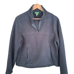 LL Bean Vintage Womens Fleece Jacket M Navy Blue L.L. Bean Zip Pullover 90s Y2K
